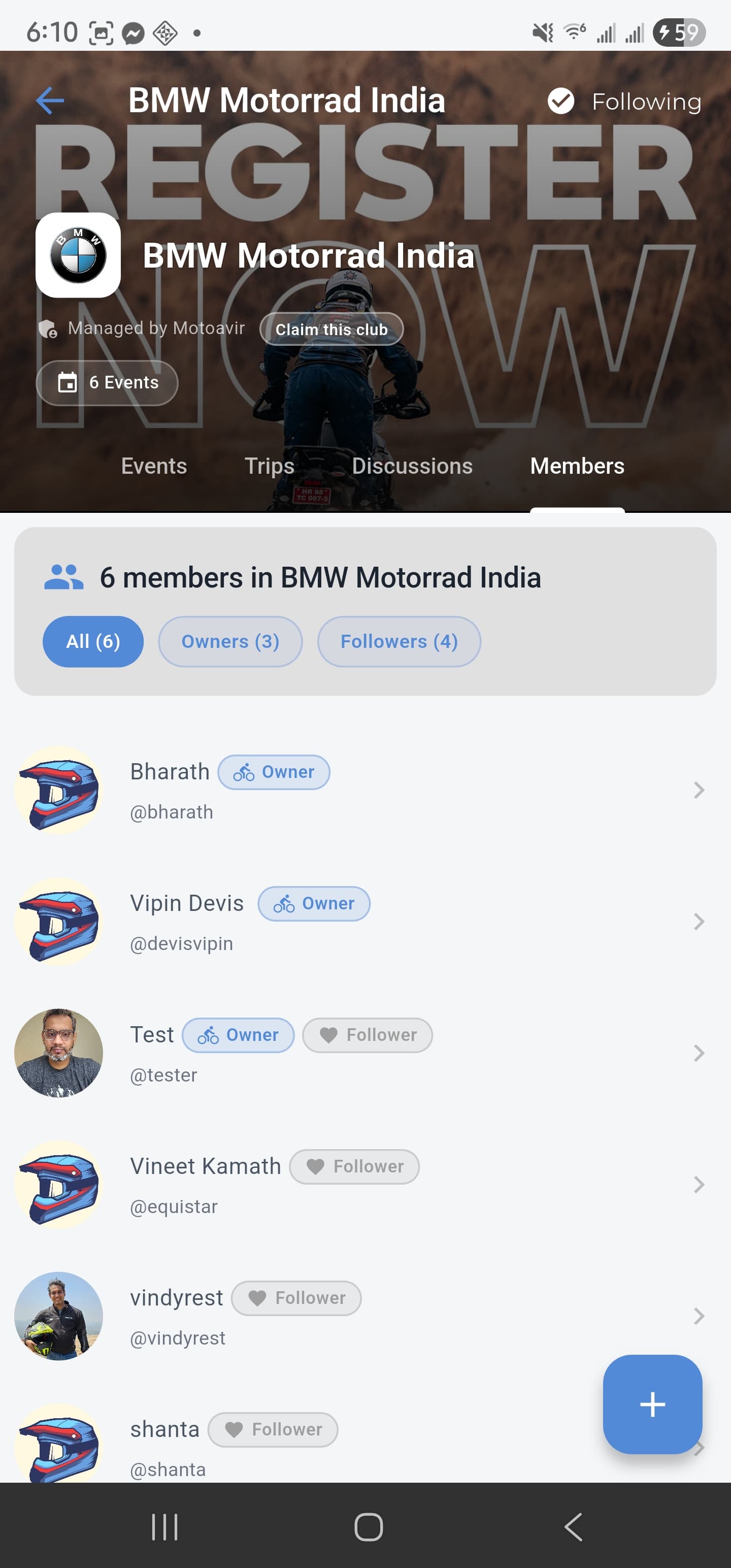 User profile with vehicle garage showcase
